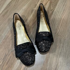kate spade Black Sequin Bow Flats